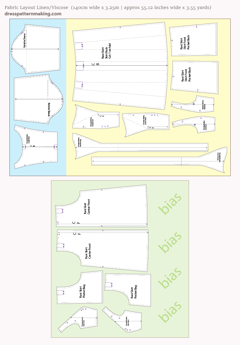 Cutting layout for the Pippi Dress